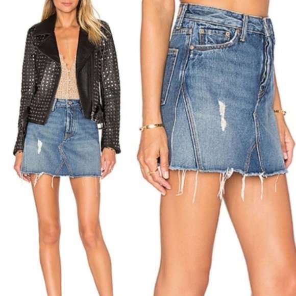 GRLFRND Eva Distressed Denim Skirt n Walk This Way - Picture 1 of 4
